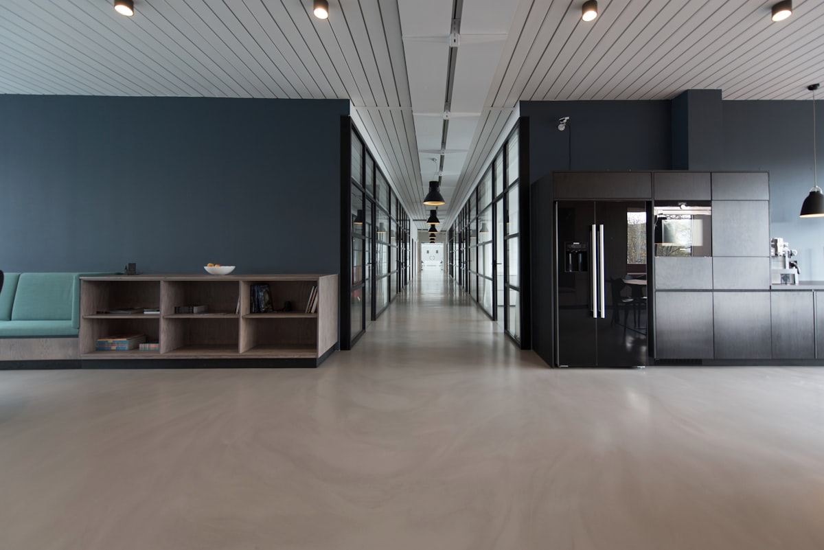 People working in an open-plan office